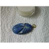 Image 1 : PENDANT - HAND CRAFTED CARVED LAPIS STONE - SCARAB 1 1/2" LONG