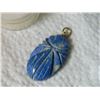 Image 2 : PENDANT - HAND CRAFTED CARVED LAPIS STONE - SCARAB 1 1/2" LONG