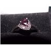 Image 1 : RING - TRILLION FACETED GARNET & DIAMOND IN STERLING SILVER SETTING - INCLUDES PLATINUM FINISH - RET