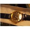 Image 2 : WATCH - NEW 2 SIDED SKELETON WATCH WITH LEATHER STRAP - WORKING- GOLD TONE