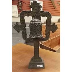 VINTAGE CAST IRON BELL ON STAND