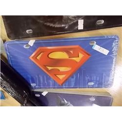 PACKAGE OF NOVELTY LICENSE PLATES -10 / PKG -SUPER MAN CREST