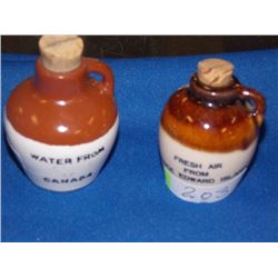 MINITURE CLAY WHISKEY JUGS - 2 TTL