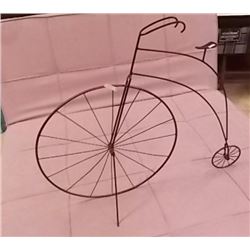 WROUGHT IRON YARD ORNAMENT - PENNY FARTHING BIKE APPROX 3' TALL