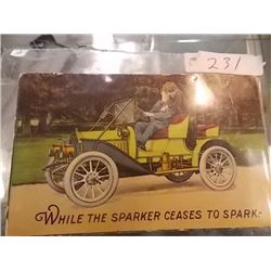 VINTAGE AUTOMOBILIA ADVERTISING POST CARDS - WHILE THE SPARK CEASES TO SPARK........" - POSTAL STAMP