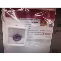 GEMSTONE - OVAL FACETED AMETHYST - CERTIFIED 6.23CT - RETAIL ESTIMATE $325