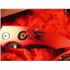 Image 1 : CLIP ON POCKET KNIFE -NEW - RED WITH FLAMES & BIKE - 3" BLADE