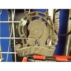 CAST IRON WELCOME SIGN - HORSE DESIGN