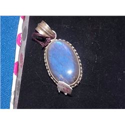 PENDANT - POLISHED LABORADITE IN STERLING SILVER SETTING - 2" LONG