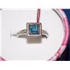 Image 1 : RING - STERLING SILVER & SQUARE CUT BLUE CRYSTAL IN STERLING SILVER SETTING - SZ 7 - RETAIL ESTIMATE