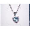 Image 1 : NECKLACE - 1CT HEART FACETED BLUE TOPAZ & DIAMOND IN STERLING SILVER SETTING - INCLUDES CERTIFICATE 