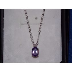 NECKLACE - OVAL FACETED PURPLE AMETHYST IN STERLING SILVER SETTING - RETAIL ESTIMATE $275