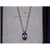 Image 1 : NECKLACE - OVAL FACETED PURPLE AMETHYST IN STERLING SILVER SETTING - RETAIL ESTIMATE $275