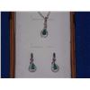 Image 2 : EARRINGS - NEW PEAR FACETED EMERALD & DIAMONDS IN STERLING SILVER SETTING - INCLUDES CERTIFICATE $42