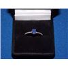 Image 1 : RING - OVAL FACETED BLUE SAPPHIRE & 2 DIAMONDS IN STERLING SILVER SOLITAIRE DESIGNED SETTING - RETAI