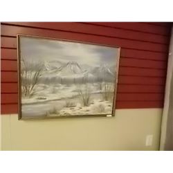 VINTAGE FRAMED OIL PICTURE - MOUNTAINS