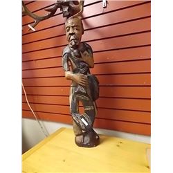 CARVED WOOD STATUE - 28" TALL