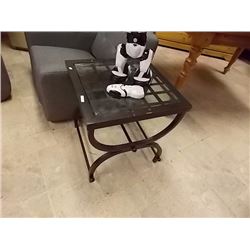 GLASS TOP METAL PATIO TABLE - CURVED BASE STAND - LARGE