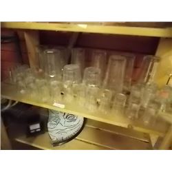 SHELF OF SHOT GLASSES & GLASSES