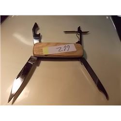 MULTI PURPOSE KNIFE /TOOL - WOOD HANDLE