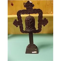 VINTAGE CAST IRON BELL ON STAND