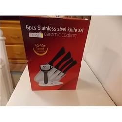NEW KNIFE SET  - GERMAN STEEL WITH CERAMIC COATING - 6PC