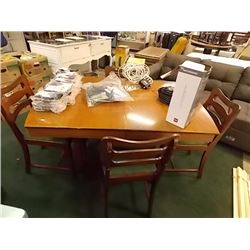 WALNUT TABLE & 4 DINING CHAIRS - 36" X 50" TABLE TOP