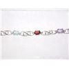 Image 2 : BRACELET - 9 OVAL FACETED MULTI GEMSTONES IN STERLING SILVER DOUBLE INFINITY DESIGNED LINK SETTING -