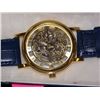 Image 2 : WATCH - NEW 2 SIDED SKELETON WATCH WITH LEATHER STRAP - WORKING- GOLD TONE