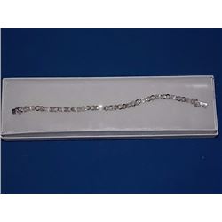 BRACELET - 6CT WHITE TOPAZ & DIAOND IN STERLING SILVER INFINITY LINK DESIGNED SETTING - BOX CLASP - 