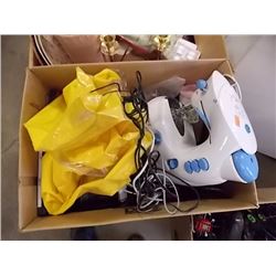 BOX - CHILD'S SEWING MACHINE - AIR MATTRESS - ETC