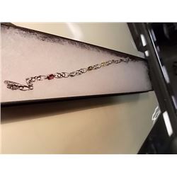 BRACELET - 9 OVAL FACETED MULTI GEMSTONES & DIAMOND IN STERLING SILVER DOUBLE LOOP DESIGN SETTING - 
