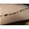 Image 2 : BRACELET - 9 OVAL FACETED MULTI GEMSTONES & DIAMOND IN STERLING SILVER DOUBLE LOOP DESIGN SETTING - 