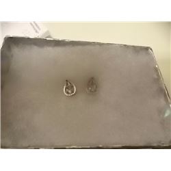 EARRINGS - NEW OVAL FACETED BLUE TOPAZ & ROUND FACETED YELLOW CHAMPAGNE DIAMONDS IN STERLING SILVER 