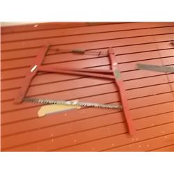 VINTAGE WOOD FRAMED SAW - "HAPPY MEDIUM"