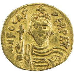 BYZANTINE EMPIRE: Phocas, 602-610, AV solidus (4.29g), Constantinople. F-VF