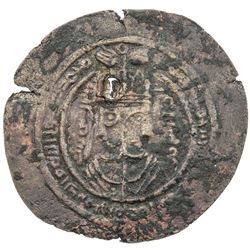 ARAB-SASANIAN: Anonymous, ca. 703-710, AE fals (2.42g), WYHC (Arrajan), AH83. F-VF