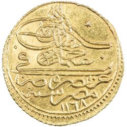 EGYPT: Osman III, 1754-1757, AV zeri mahbub (2.57g), Misr, AH1168. UNC