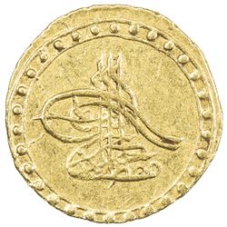 TURKEY: Mustafa III, 1757-1774, AV 1/2 findik (1.75g), Islambul, AH1171 year 3. EF