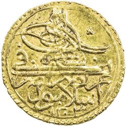 TURKEY: Selim III, 1789-1807, AV zeri mahbub (2.41g), Islambul, AH1203 year 19. AU