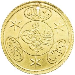 TURKEY: Mahmud II, 1808-1839, AV 2 hayriye altin (3.56g), Edirne, AH1223 year 24. EF-AU