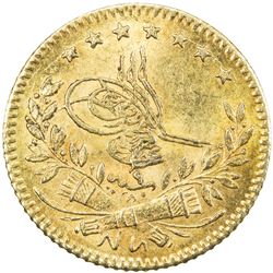TURKEY: Abdul Aziz, 1861-1876, AV 25 kurush (1.76g), Kostantiniye, AH1277 year 9. AU