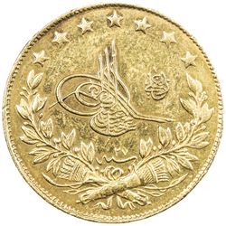 TURKEY: Abdul Hamid II, 1876-1909, AV 100 kurush (7.22g), Kostantiniye, AH1293 year 27. AU