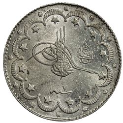 TURKEY: Mehmet V, 1909-1918, AR 10 kurush, Kostantiniye, AH1327 year 7, NGC graded MS63
