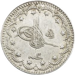 TURKEY: Mehmet V, 1909-1918, AR 5 kurush, Kosovo, AH1327 year 3. EF