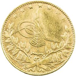 TURKEY: Mehmet VI, 1918-1924, AV 50 kurush (3.60g), Kostantiniye, AH1336 year 1. UNC