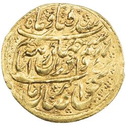 ZAND: Sadiq Khan, 1779-1781, AV 1/4 mohur (2.74g), Kashan, AH1195. EF