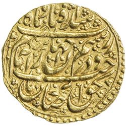 ZAND: Sadiq Khan, 1779-1781, AV 1/4 mohur (2.72g), Khuy, AH1195. EF-AU