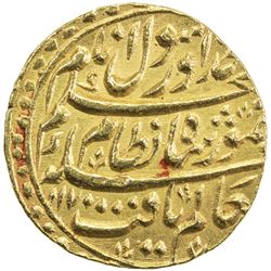 DURRANI: Taimur Shah, as Nizam, 1757-1772, AV mohur (10.92g), Lahore, AH1070 year one (ahad). AU