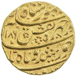 DURRANI: Taimur Shah, 1772-1793, AV mohur (10.74g), Peshawar, AH1186 year one (ahad). AU